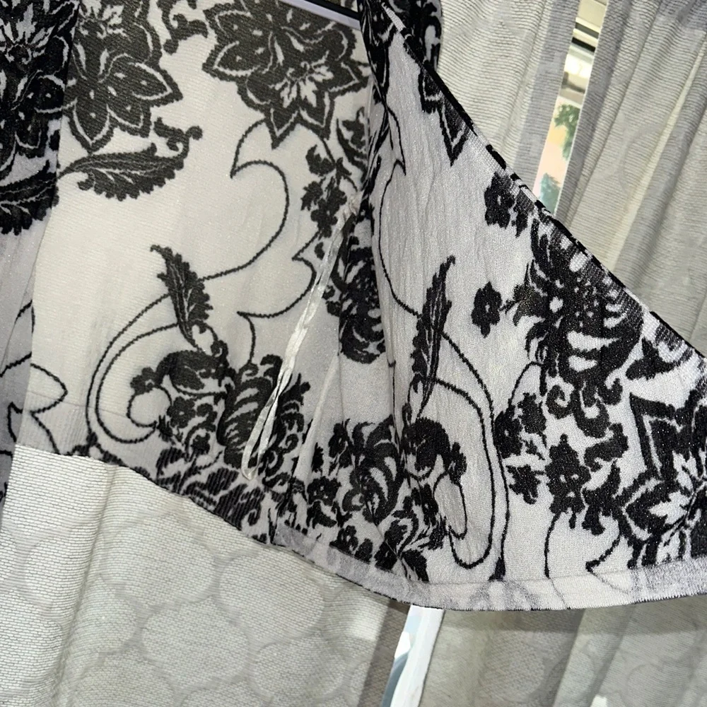 Chico's Monochrome Floral Knit Cardigan - Picture 3 of 5